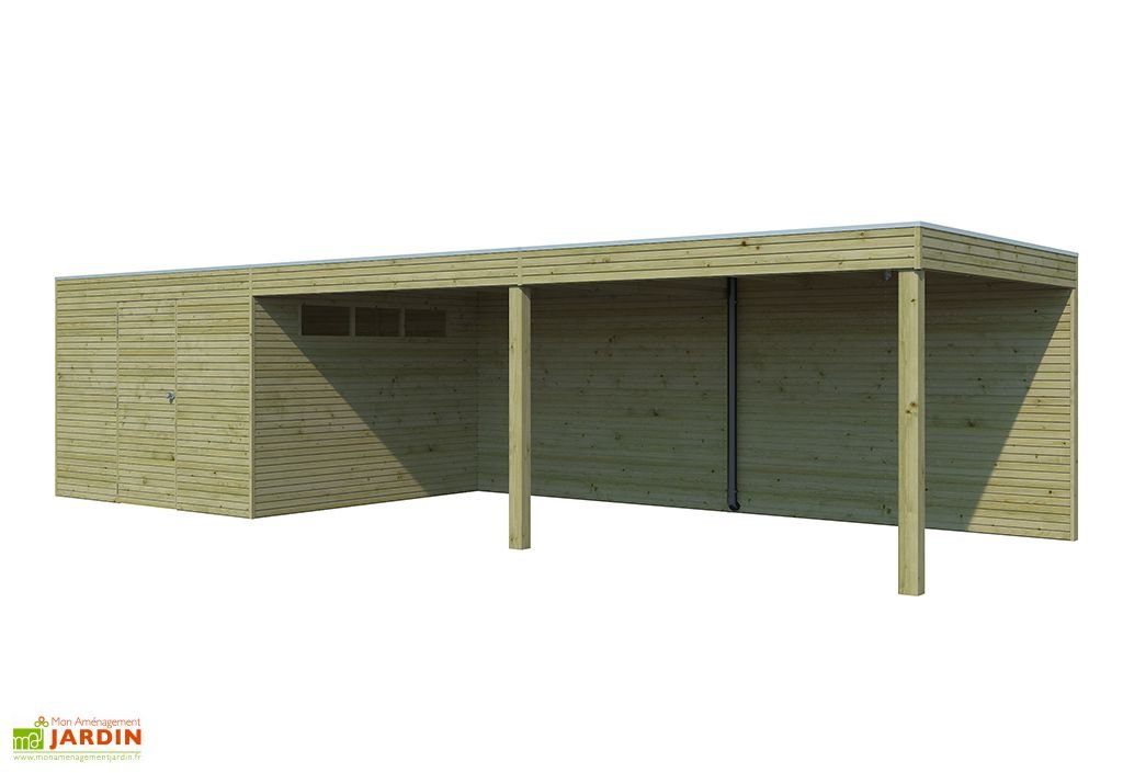 abri de jardin en bois traité autoclave avec auvent 26,8 m² abri de jardin en bois traité autoclave avec auvent 26,8 m²