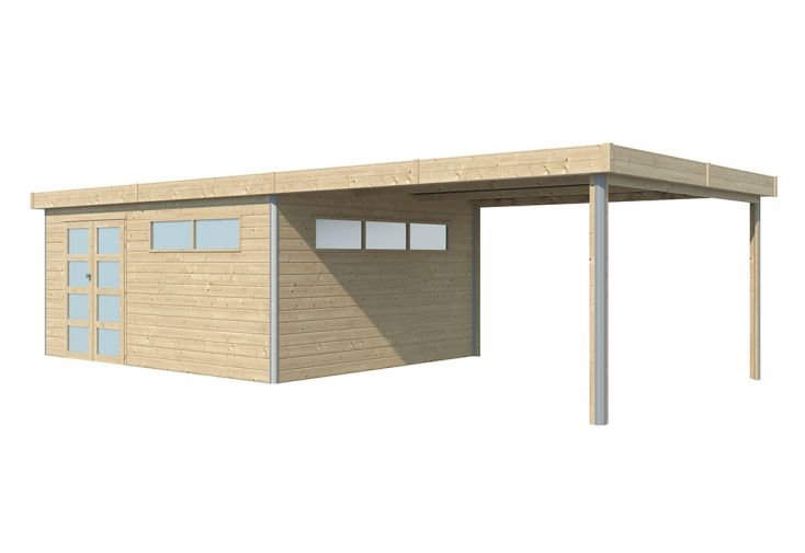 abri de jardin en bois d’épicéa brut avec auvent – 37,3 m² abri de jardin en bois d’épicéa brut avec auvent – 37,3 m²