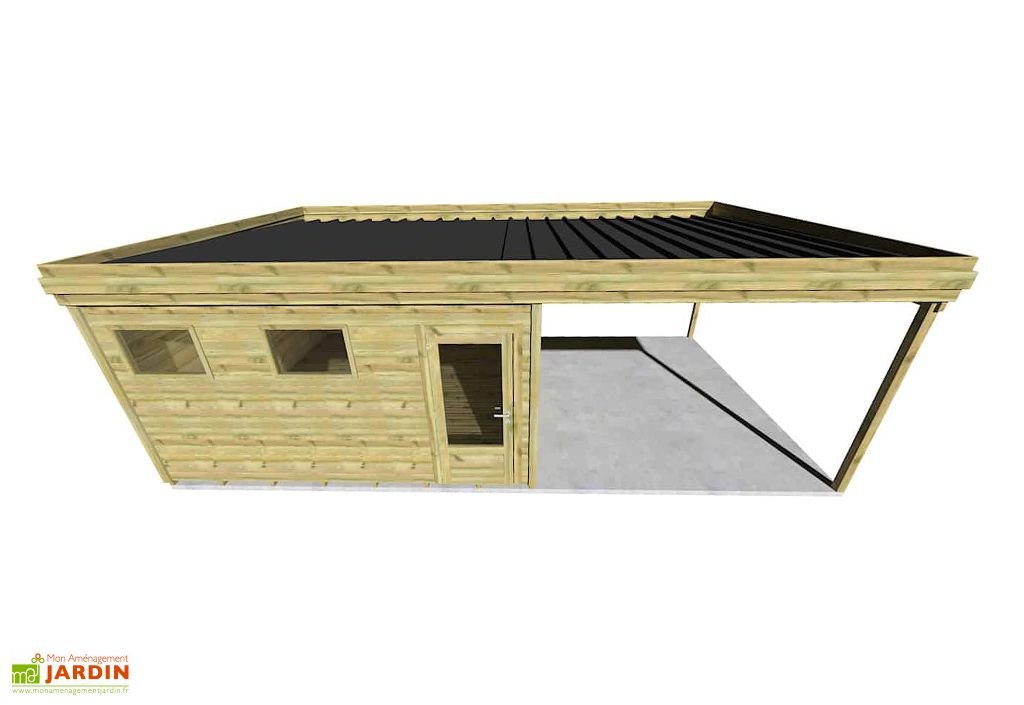 abri de jardin en bois de pin traité avec auvent et plancher – 32,3 m² abri de jardin en bois de pin traité avec auvent et plancher – 32,3 m²