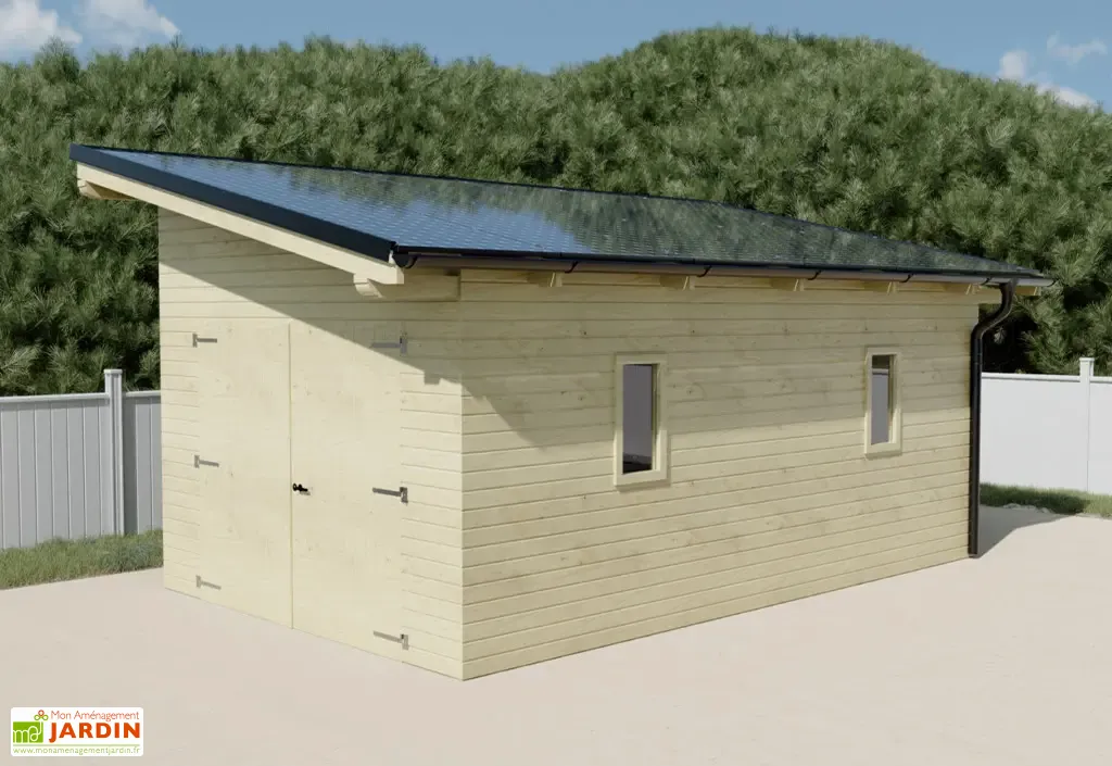 abri de jardin en bois tht + 12 panneaux solaires 6 kwc 20 m² abri de jardin en bois tht + 12 panneaux solaires 6 kwc 20 m²