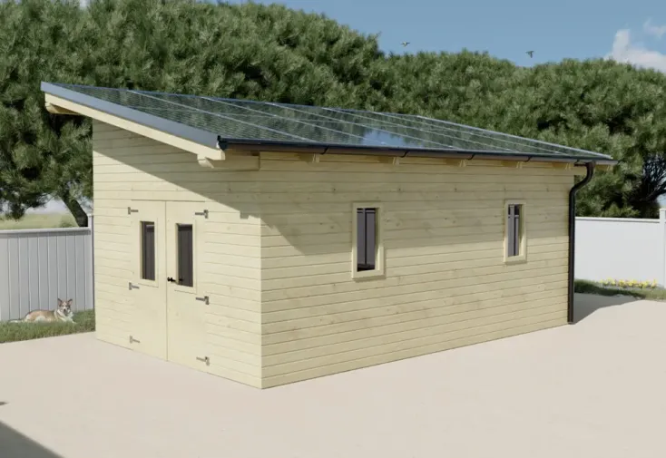 abri de jardin en bois tht + 12 panneaux solaires 6 kwc 20 m² abri de jardin en bois tht + 12 panneaux solaires 6 kwc 20 m²