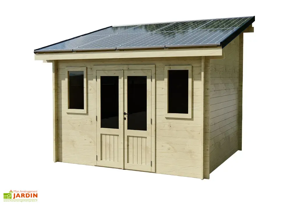 abri de jardin en bois + 8 panneaux solaires 4 kwc 13 m² abri de jardin en bois + 8 panneaux solaires 4 kwc 13 m²