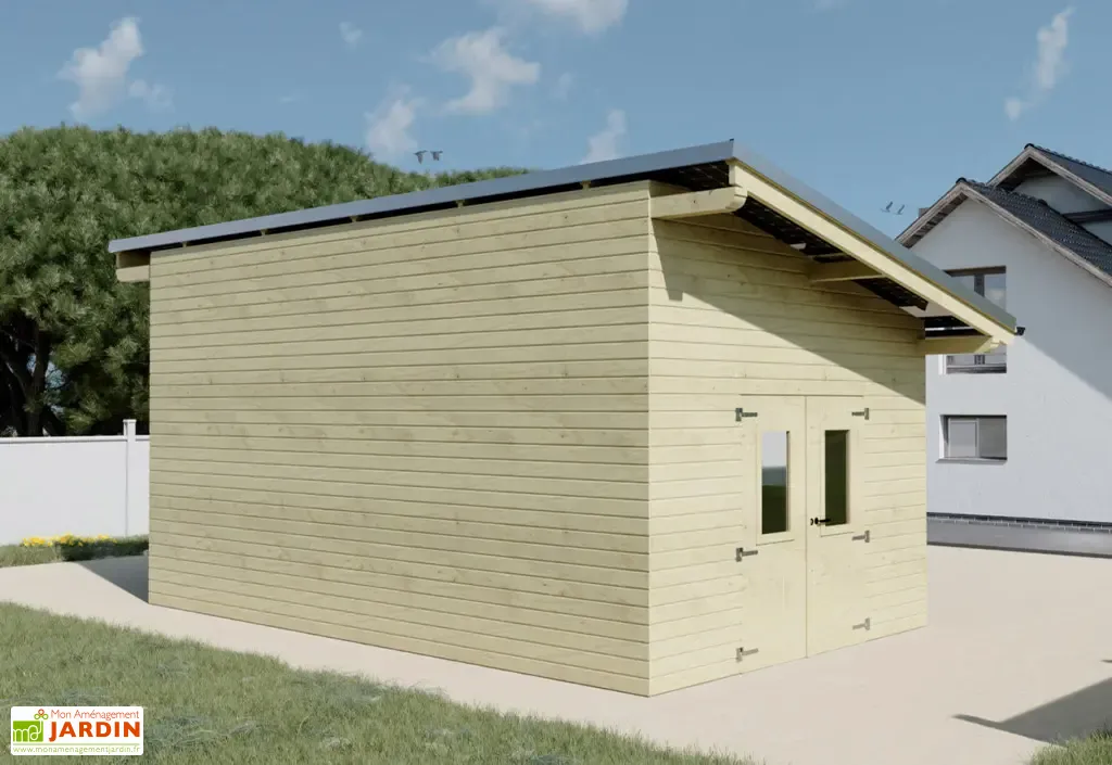abri de jardin en bois tht + 12 panneaux solaires 6 kwc 20 m² abri de jardin en bois tht + 12 panneaux solaires 6 kwc 20 m²