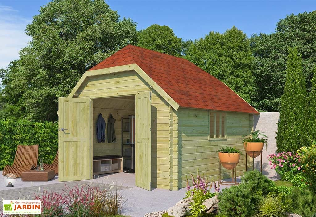 abri de jardin en bois d’Épicéa avec toit en shingle oxford l 12,6 m² abri de jardin en bois d’Épicéa avec toit en shingle oxford l 12,6 m²