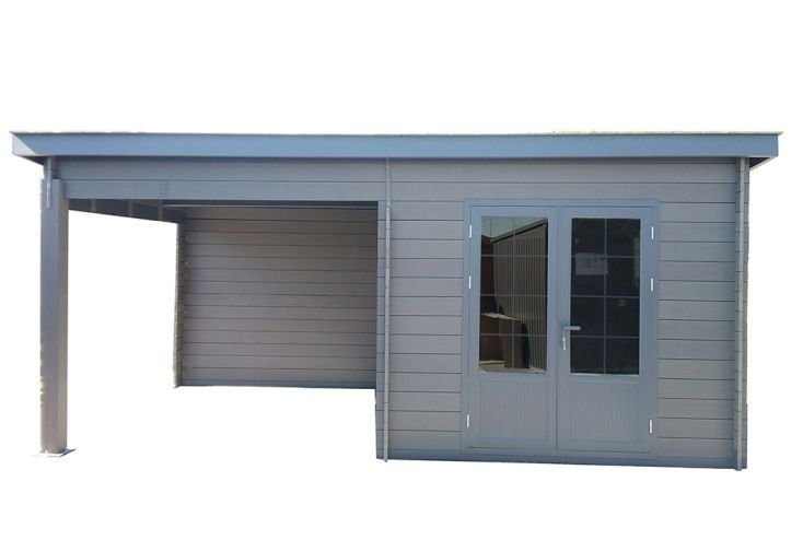 abri de jardin composite toit plat + auvent – actual 6 x 3 m gris anthracite abri de jardin composite toit plat + auvent – actual 6 x 3 m gris anthracite
