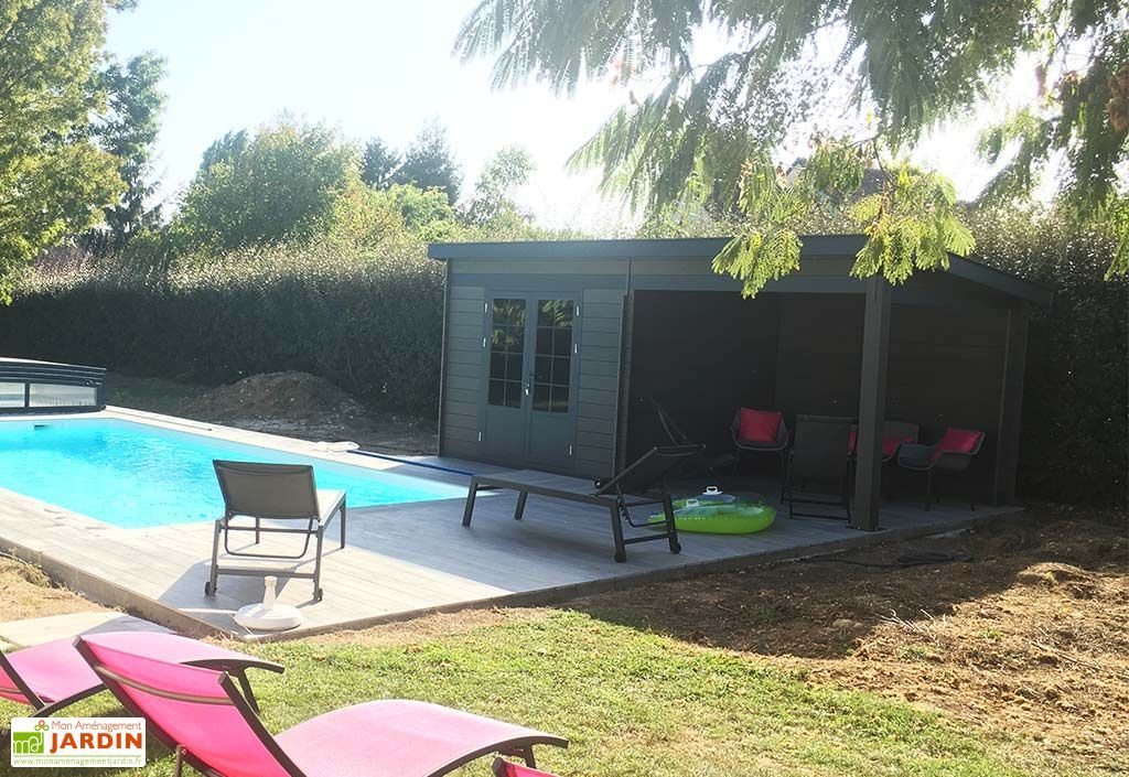 abri de jardin composite toit plat + auvent – actual 6 x 3 m gris anthracite abri de jardin composite toit plat + auvent – actual 6 x 3 m gris anthracite