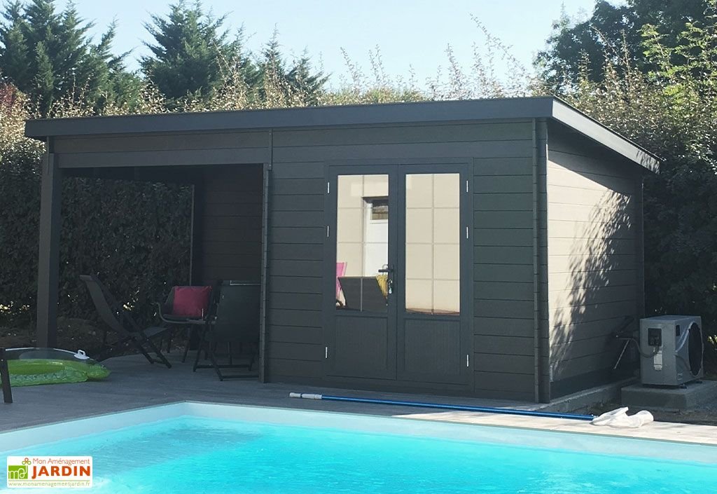 abri de jardin composite toit plat + auvent – actual 6 x 3 m gris anthracite abri de jardin composite toit plat + auvent – actual 6 x 3 m gris anthracite