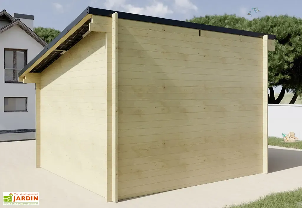 abri de jardin en bois + 8 panneaux solaires 4 kwc 13 m² abri de jardin en bois + 8 panneaux solaires 4 kwc 13 m²