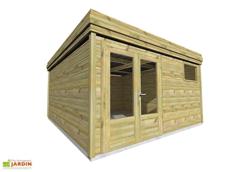 abri de jardin en bois de pin traité et toiture bac acier – 17,64 m² abri de jardin en bois de pin traité et toiture bac acier – 17,64 m²