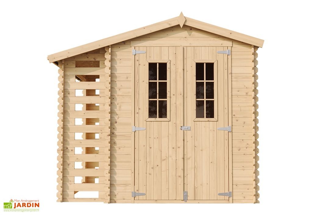 abri de jardin en bois de pin brut avec bûcher 19 mm – 5 m² abri de jardin en bois de pin brut avec bûcher 19 mm – 5 m²