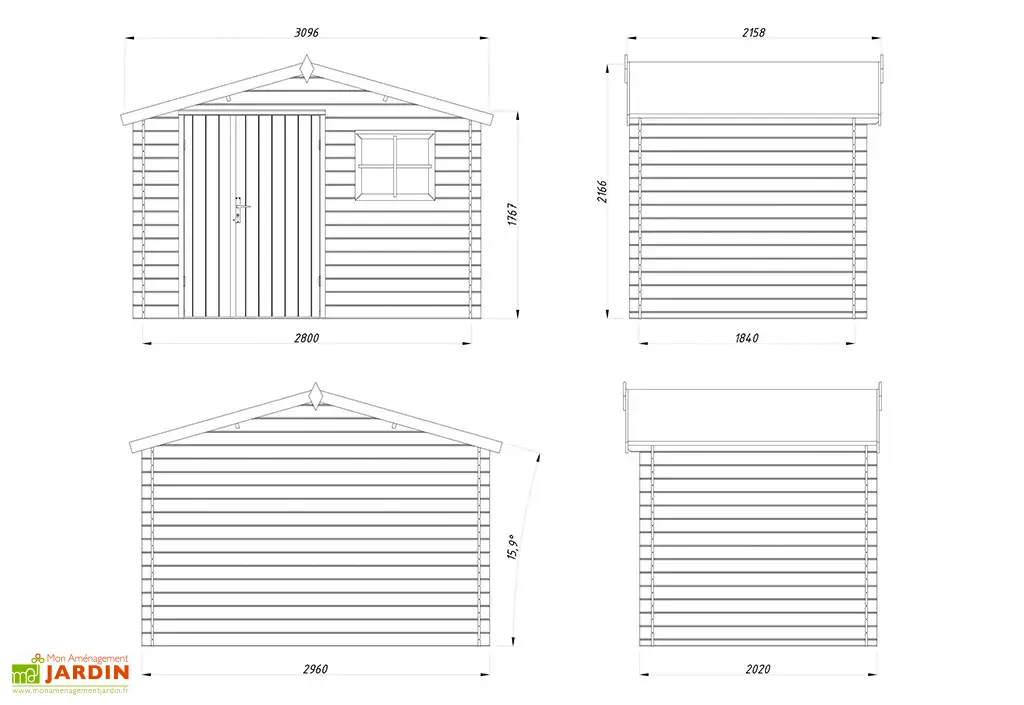 abri de jardin en bois de pin traité 19 mm pablo – 6,7 m² abri de jardin en bois de pin traité 19 mm pablo – 6,7 m²