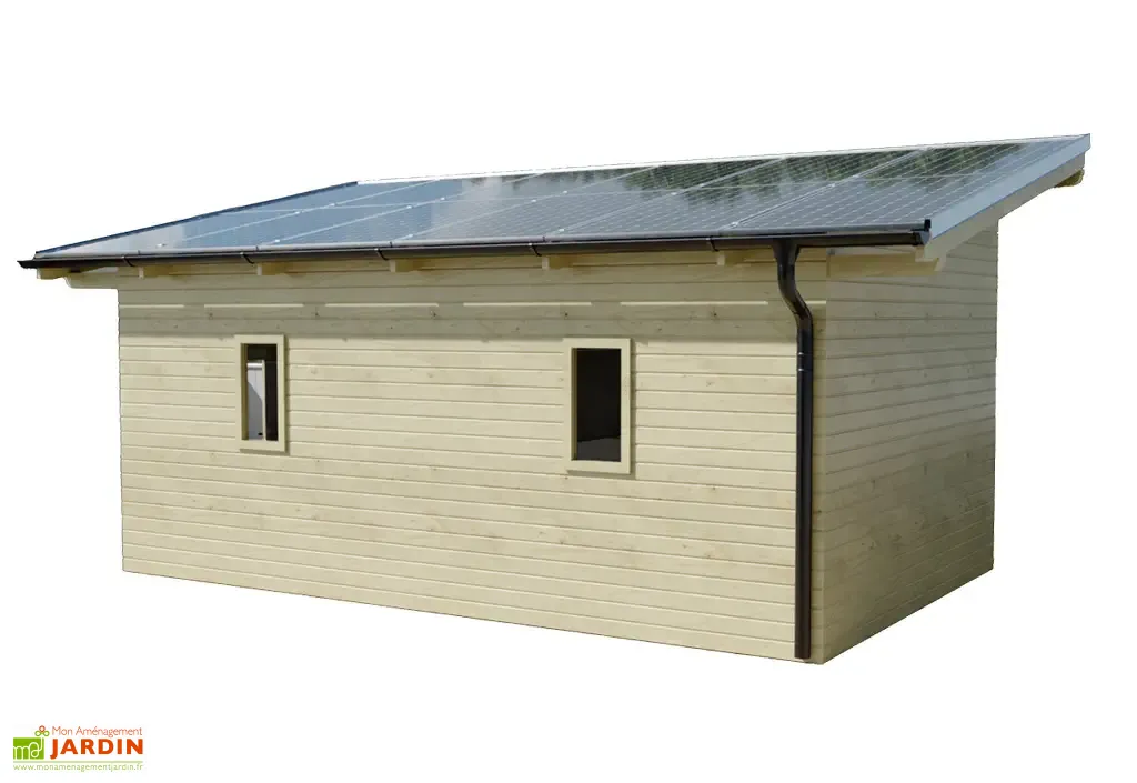 abri de jardin en bois tht + 12 panneaux solaires 6 kwc 20 m² abri de jardin en bois tht + 12 panneaux solaires 6 kwc 20 m²