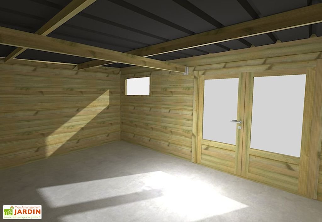 abri de jardin en bois de pin traité et toiture bac acier – 17,64 m² abri de jardin en bois de pin traité et toiture bac acier – 17,64 m²
