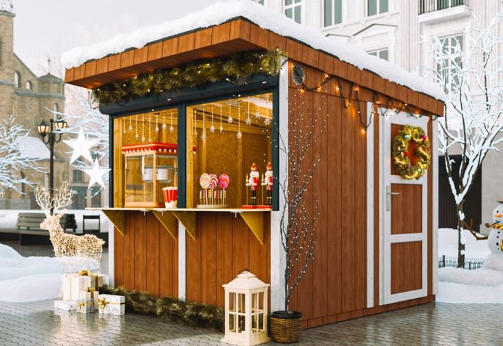 kiosque commercial bois traité 6 m² – stand de vente m950 + peinture kiosque commercial bois traité 6 m² – stand de vente m950 + peinture