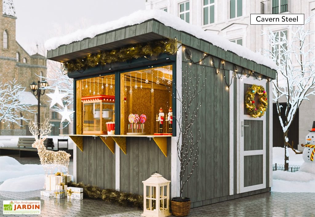 kiosque commercial bois traité 6 m² – stand de vente m950 + peinture kiosque commercial bois traité 6 m² – stand de vente m950 + peinture