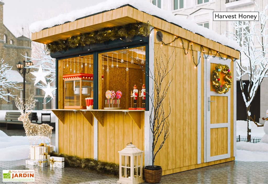 kiosque commercial bois traité 6 m² – stand de vente m950 + peinture kiosque commercial bois traité 6 m² – stand de vente m950 + peinture