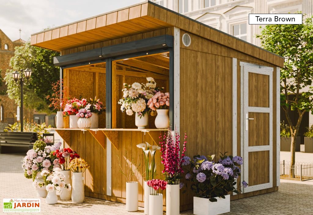 kiosque commercial bois traité 6 m² – stand de vente m950 + peinture kiosque commercial bois traité 6 m² – stand de vente m950 + peinture