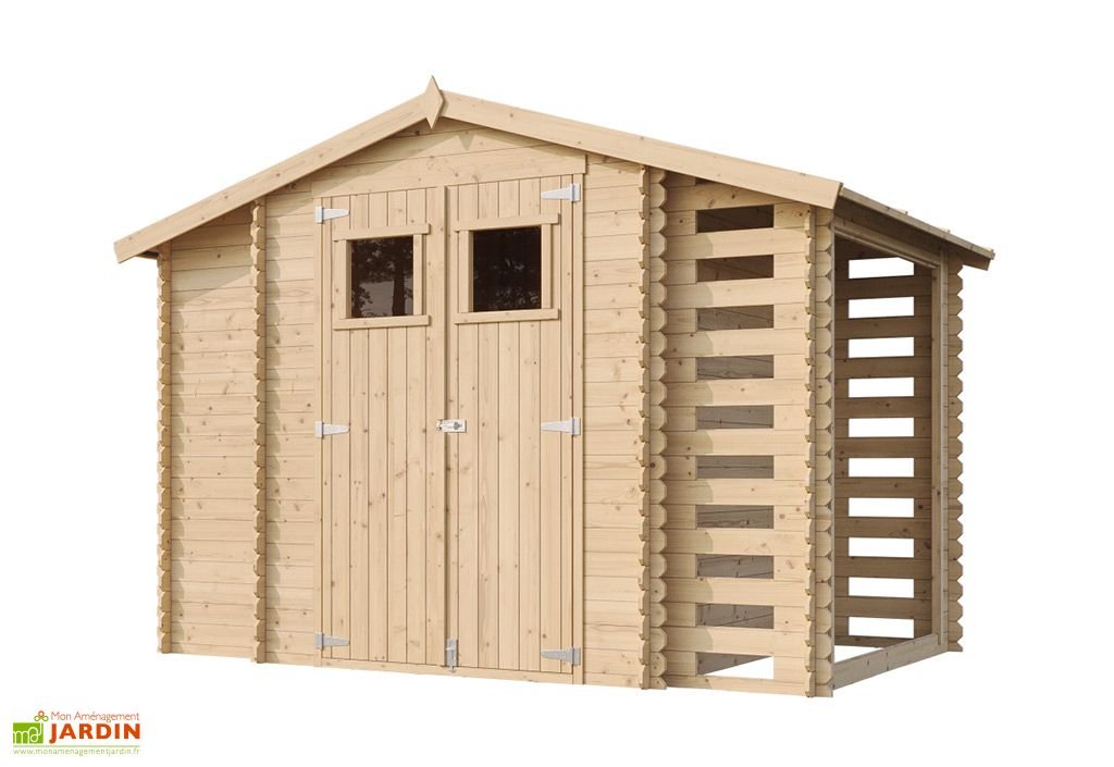 abri de jardin en bois de pin brut avec bûcher 19 mm – 6 m² abri de jardin en bois de pin brut avec bûcher 19 mm – 6 m²
