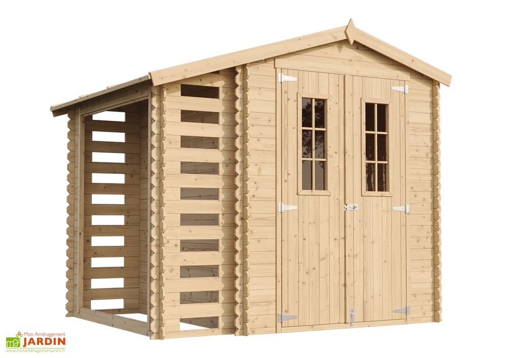 abri de jardin en bois de pin brut avec bûcher 19 mm – 5 m² abri de jardin en bois de pin brut avec bûcher 19 mm – 5 m²