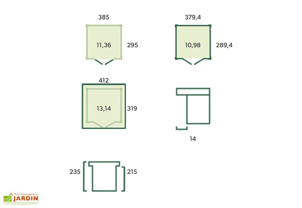 abri de jardin en bois d’épicéa brut et profilés en aluminium 11,3 m² abri de jardin en bois d’épicéa brut et profilés en aluminium 11,3 m²