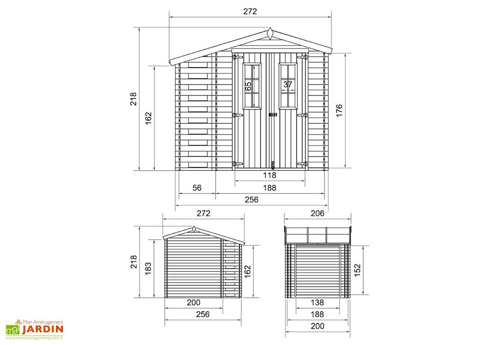 abri de jardin en bois de pin brut avec bûcher 19 mm – 5 m² abri de jardin en bois de pin brut avec bûcher 19 mm – 5 m²