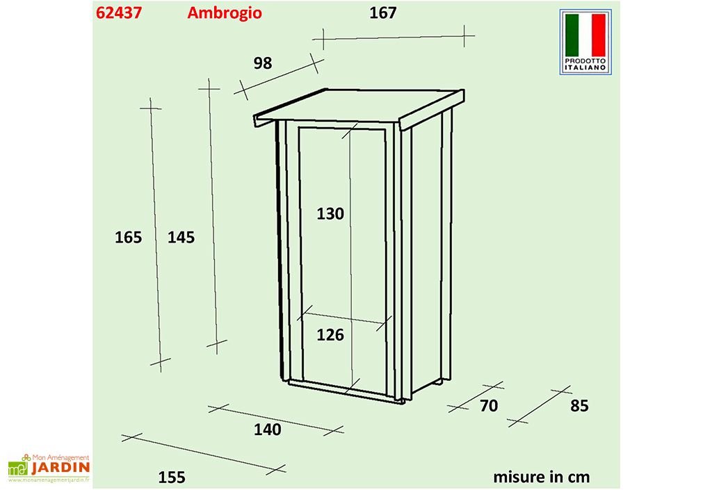 abri de jardin adossé en bois de pin brut ambrogio – 155 x 85 x 165 cm abri de jardin adossé en bois de pin brut ambrogio – 155 x 85 x 165 cm