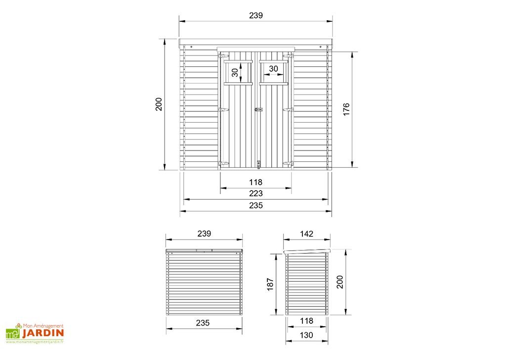 abri de jardin en bois de pin brut 19 mm – 3 m² abri de jardin en bois de pin brut 19 mm – 3 m²