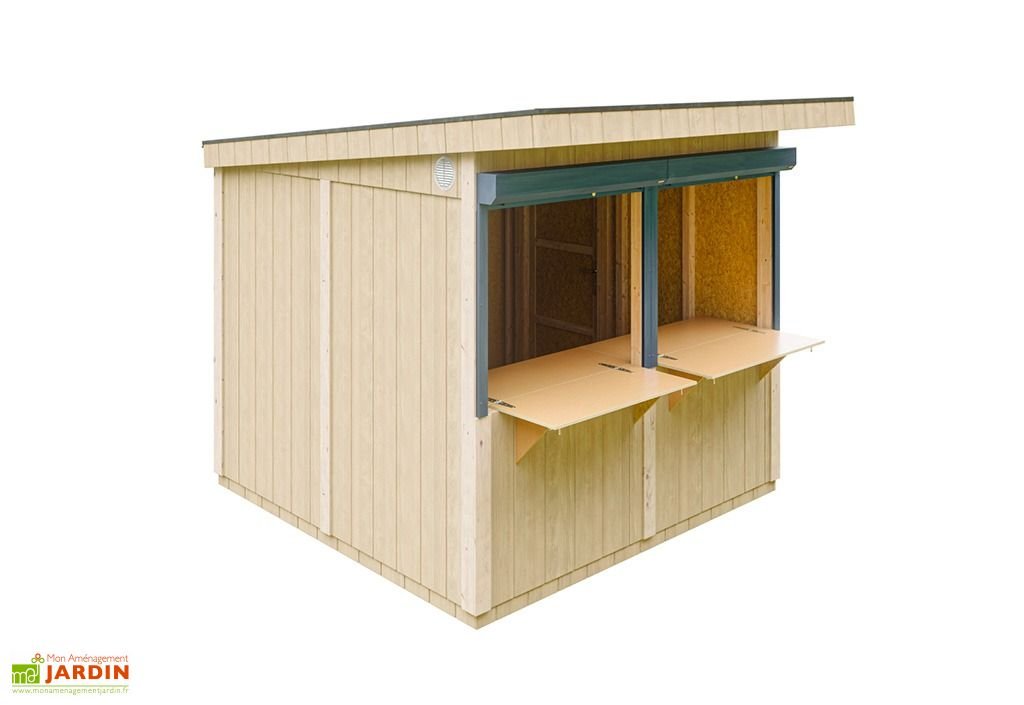 kiosque commercial bois traité 6 m² – stand de vente m950 + peinture kiosque commercial bois traité 6 m² – stand de vente m950 + peinture